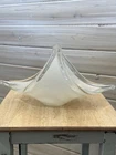 Vintage Murano White Glass Basket Split Handle Bride Crystal Clear Dish