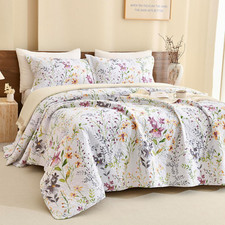 Wild Floral Printed Bed Quilt Sets Queen 100 Cotton Yellow Flower Botanical Pat