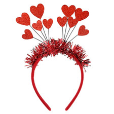 Red Heart Head Bopper Headband Valentine'S Day Love Heart Hair Band Hoop Glitter