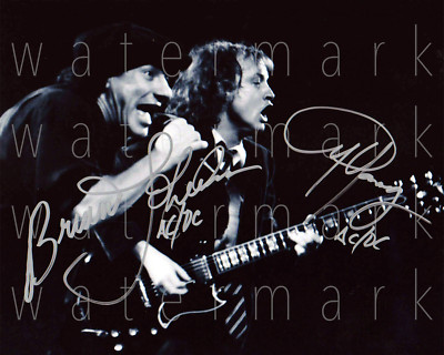 Angus Young Brian Johnson AC/DC signed 8X10 photo picture poster ...