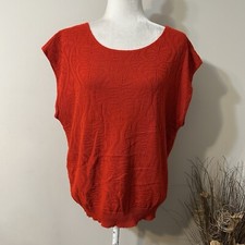 Vtg Unbranded Red Sweater Jacquard Sleeveless Vest 100 Acrylic Round Neck L  