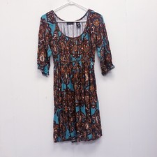 New York Company Womens Multicolor florar Quarter Sleeve Shift Dress Size M