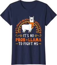 Its No Prob Lama To Fight Ms Multiple Sclerosis Ladies' Crewneck T-Shirt