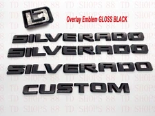 4pcs 2019-2024 Silverado Custom Overlay Emblems Nameplate Badges (Gloss Black)