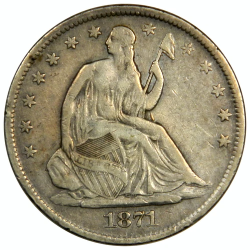 1871-S SEATED LIBERTY HALF DOLLAR ~ RARE SMALL WIDE S VARIETY~ NICE SOLID VF/XF!
