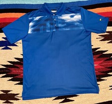 Jack Nicholson Men's L blue graphic w/ logo performance stay dri golf shirt