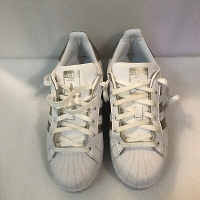 Adidas Womens 702001 White And Gold Superstar Sneakers Size 6 Used | eBay