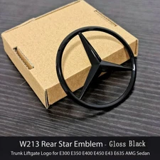 Gloss Black Star Trunk Emblem for Rear Lid Logo Badge E Class W213 Mercedes AMG