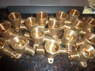 Pex Brass Tee LOT OF 20  DROP EARED TEE 3/4'' x 1/2'' x 1/2'' Crimp Fittings F1807
