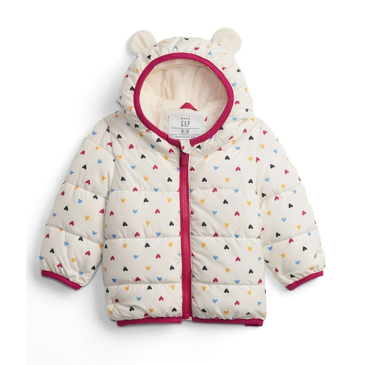 Gap Baby Girls Warm Heart Puffer Jacket Size 18 24M NEW W TAG