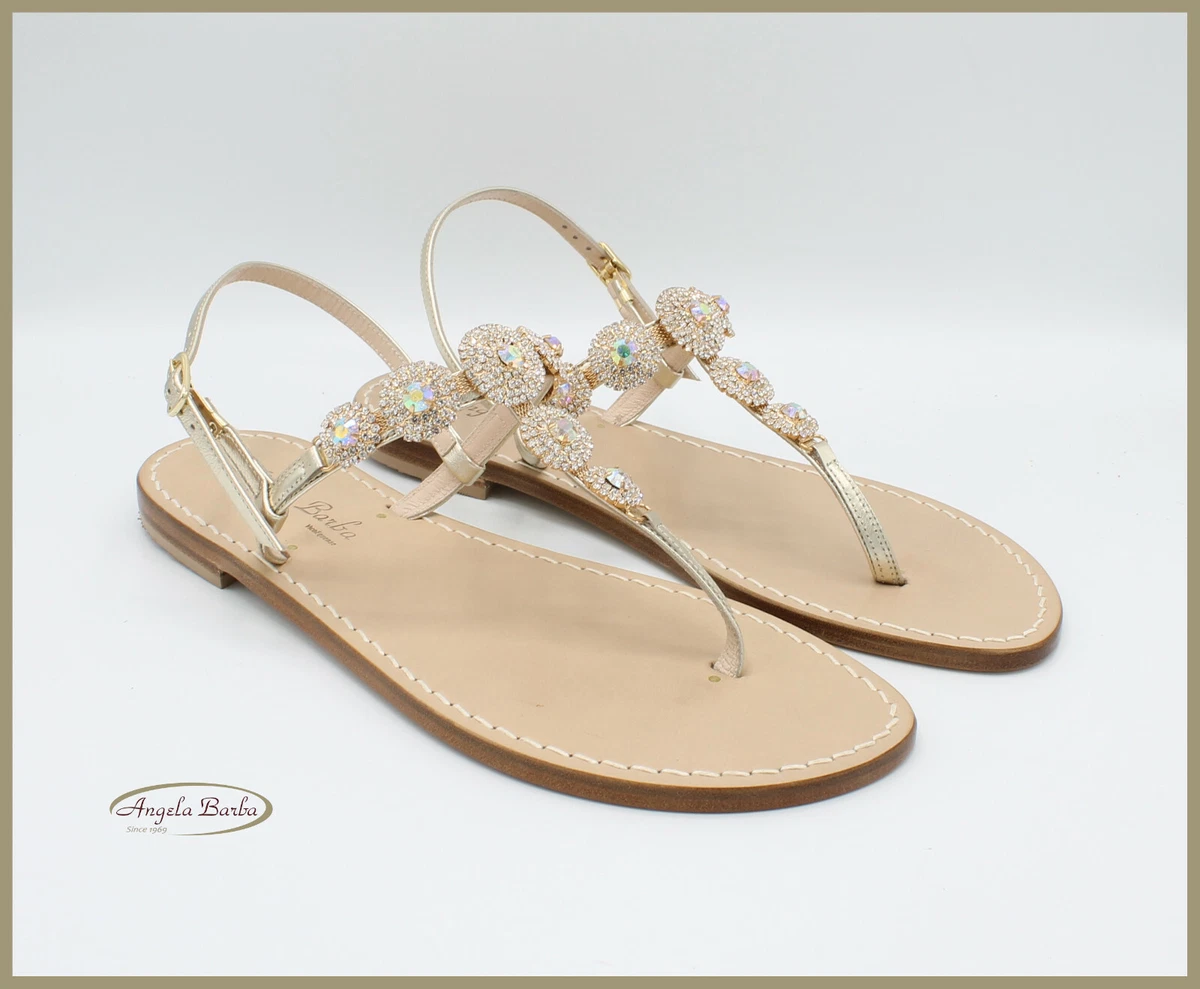 Sandales De Femme Basses en Cuir Artisanat Bijou Tongs Corsaire
