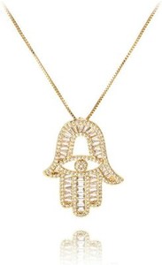 Authentic Hamsa Hand Necklaces 14k Gold Plated Good Luck Charm Fatima Pendant Chain Gifts