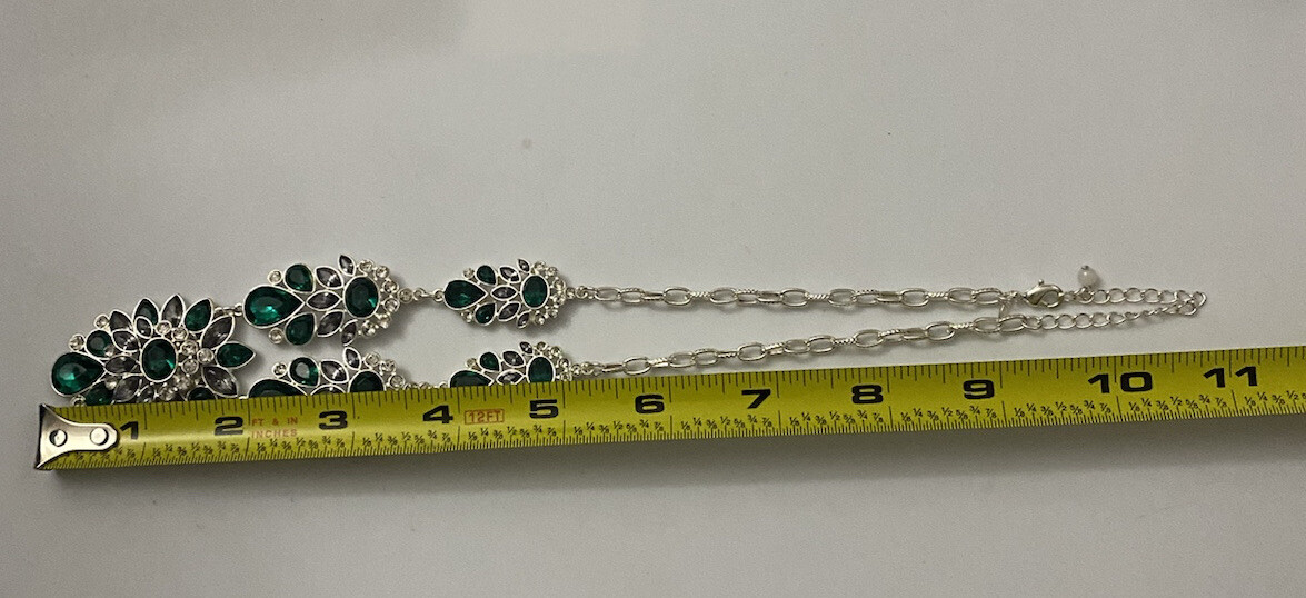 Retro Beautiful Emerald Colored Statement Necklac… - image 6