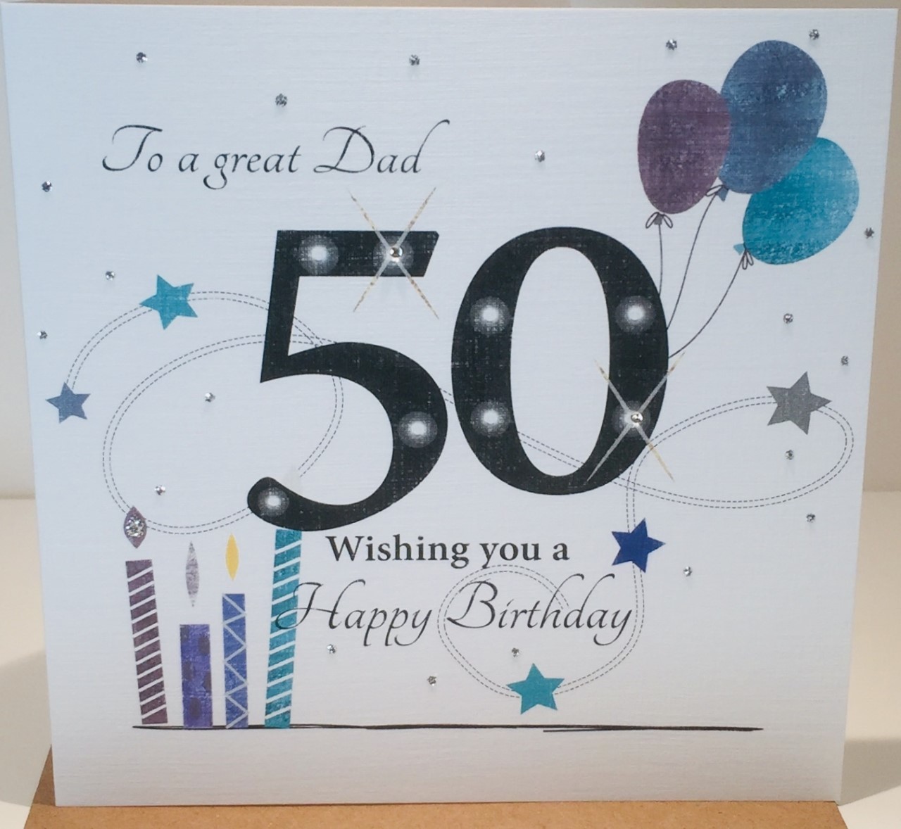 LARGE 50th Happy Birthday Blank Greeting Card For Dad by Rush Design