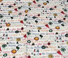 Marcus Brothers Textiles Fabric 27" Earth Day Recycle Be Kind To Animals Respect