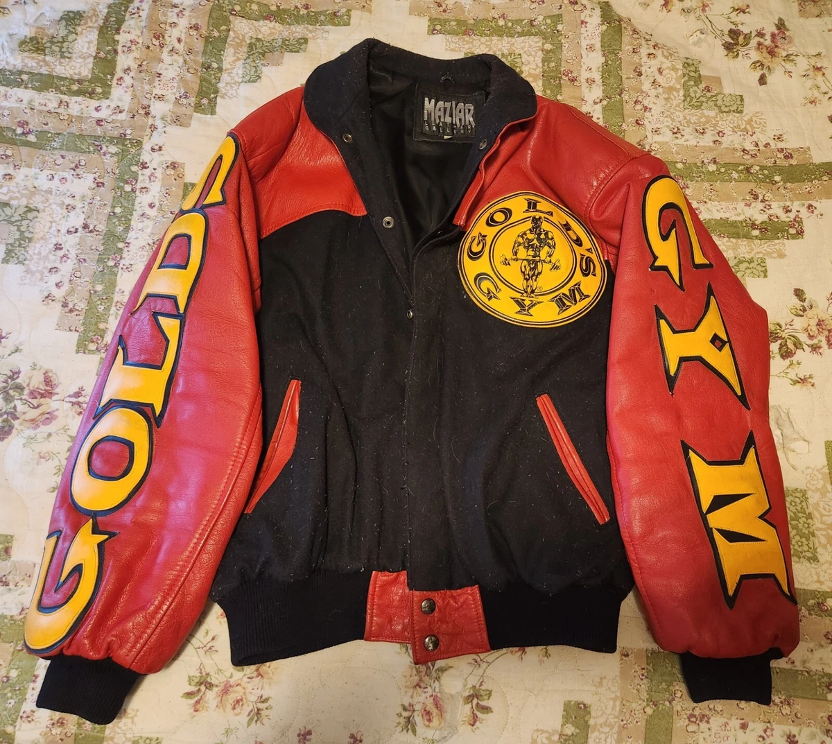 Vintage GOLD S GYM MAZIAR Leather Gallery Jacket