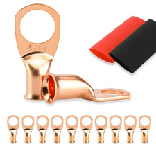 10PCS Battery Cable Ends, 6 Gauge Wire Connectors 1/2 Copper Wire Lugs, Bare Cop
