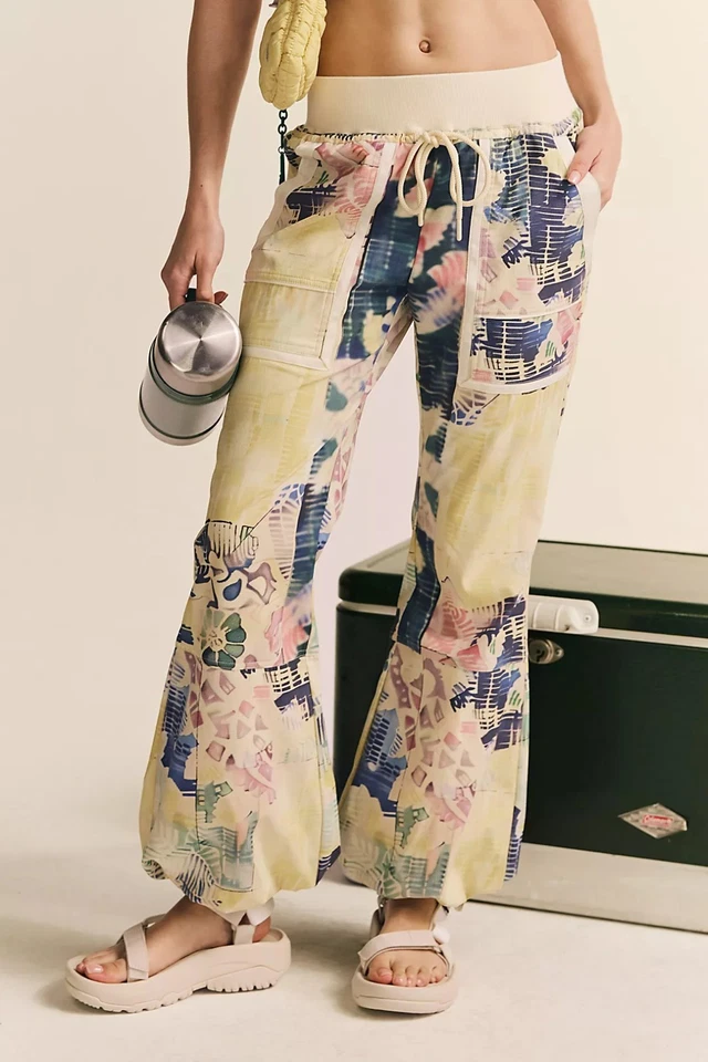 Pantalones FP Movement Free People Geniales Estampados de Escalador Bali Patchwork Jade Grandes Nuevos con Etiquetas Foto 3 de 4