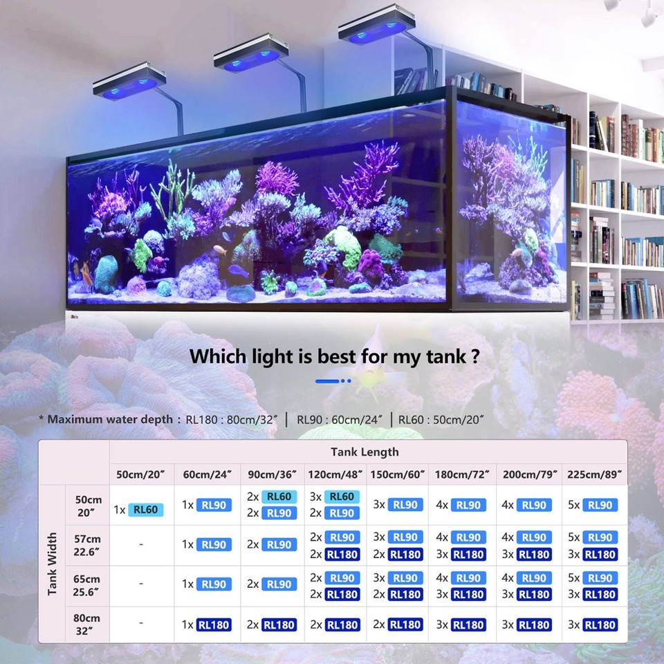 PopBloom RL180 Full Spectrum Reef Light WiFi Marine LED Saltwater popbloom-rl180-full-spectrum-reef-light-wifi-marine-led-saltwater