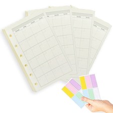 A7 Planner Refill,4 Packs per Set, Monthly Plan Paper, A7 Pocket Binder Refil...