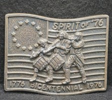 XB07126 VINTAGE 1976 SPIRIT OF '76 BICENTENNIAL PATRIOTIC MENS BELT BUCKLE