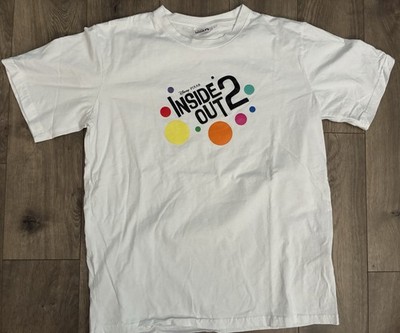 Disney T-shirt Inside Out 2 Pixar Movie Promo White Large Animation Rare Studio