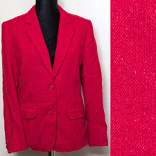 Pendleton Red Pink Kint 100 Virgin Wool Blazer Jacket Women's Size 10 Vtg USA