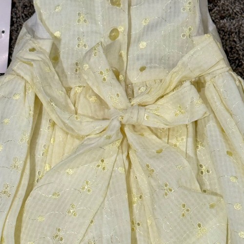 Vintage Bonnie Jean Girls Yellow Eyelet Dress 2T Party Special Occasion Bow - Picture 5 of 6