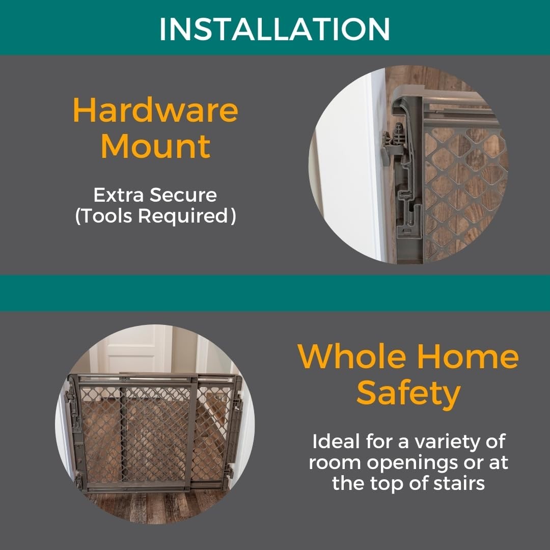 North States MyPet 2-in-1 Easy Swing Petgate: 27-41 Wide Dog Gate. Safety