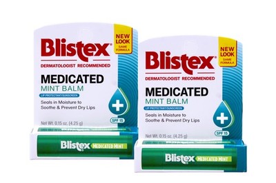 Blistex Medicated Mint Balm SPF 15 Lip Protectant 0.15 oz (Pack of 2)