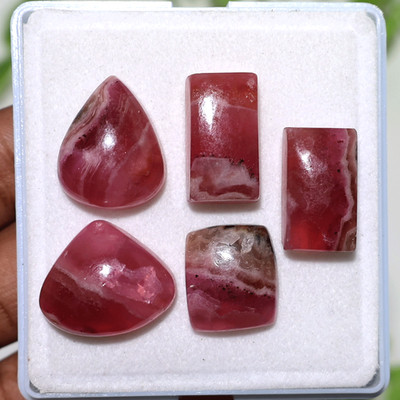 Rose Nectar Cobalt Calcite   5 Pcs Pink Cabochons for Heart-Led Jewelry~ 16-20mm