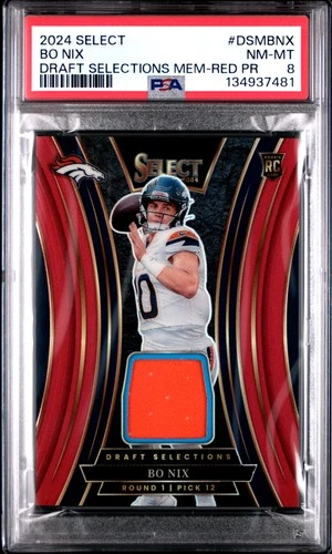 2024 PANINI SELECT DRAFT SELECTIONS MEMORABILIA RED PRIZM BO NIX RC PSA 8