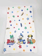 Disney Vintage Cotton Flannel Receiving Blanket Baby Mickey Minnie ABCs Donald
