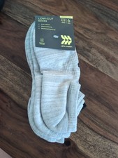 All In Motion Womens Size 8-12 Cushioned Low Cut Black Gray Socks 4 Count
