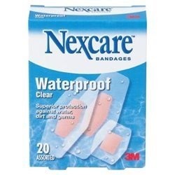 Nexcare Waterproof Bandages, Clear, Assorted 20 Ct