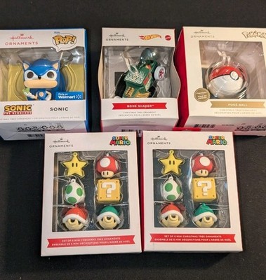 Mario,Sonic,Hot Wheels And Pokemon Christmas Ornaments New 5 PC Set