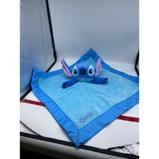 Disney Baby Stitch Lovey Security Blanket Blue Satin Trim Plush 80095