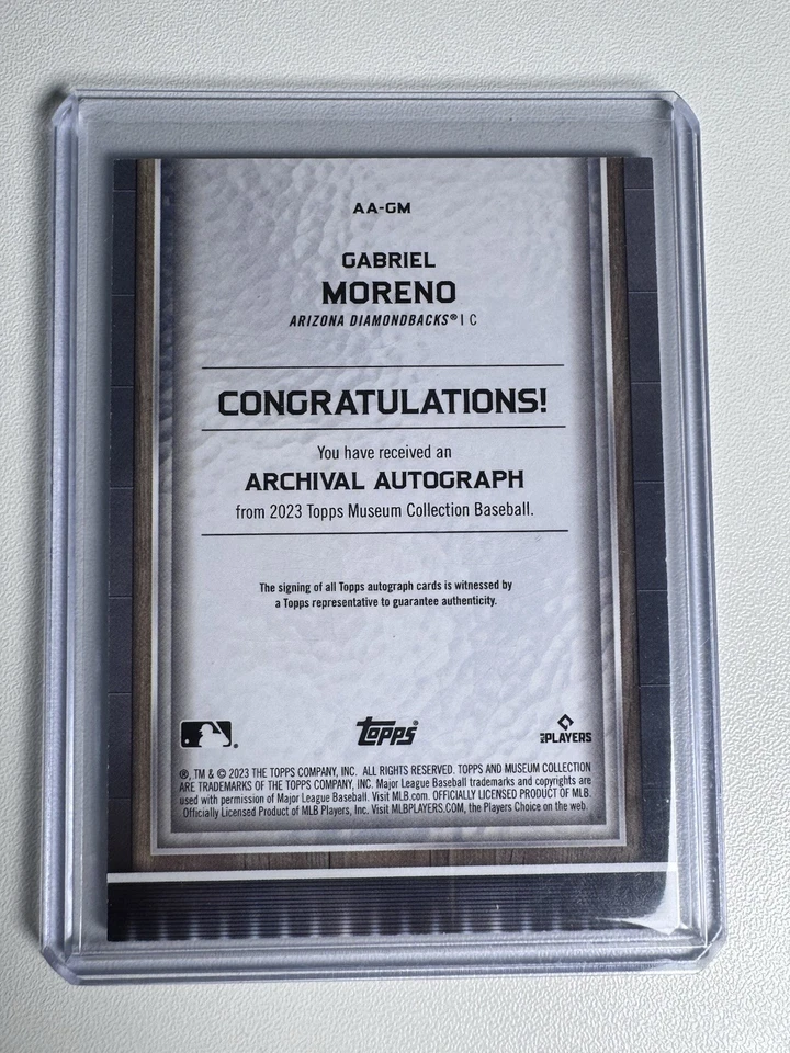 2023 Topps Museum Gabriel Moreno Auto Rookie /299 RC Autograph AAGM Diamondbacks - Image 3 of 3