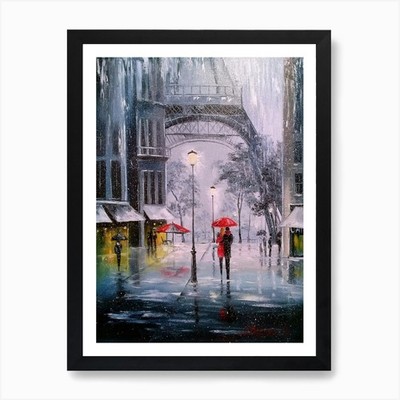 The first snow in Paris Art Print Framed Wall Art Poster Canvas Print Picture