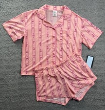 Art Class Pajama Set Girls 10-12 Pink Floral Button Front Shorts Sleepwear