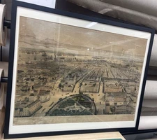 Original New York City NY Union Square Birds Eye View 1849 Framed Print