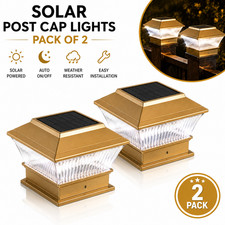 Raxter Solar LED Post Lights Garden Outdoor Waterproof Fence Post Lights (Gold)