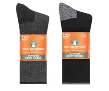 5 Pairs Weatherproof Vintage Men's Outdoor Wool Blend Crew Socks