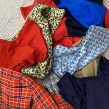 Mixed Fabric Scraps Lot, Multicolor, Assorted Prints  Solids, all knits Crafts