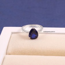 Blue Sapphire Ring, September Birthstone, Cluster Ring, Lab Created Sapphire