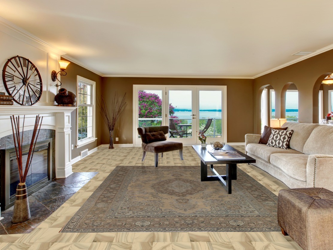 Vintage Dining Room Area Rug 8x11 Muted Distressed Hand-knotted Medallion Carpet