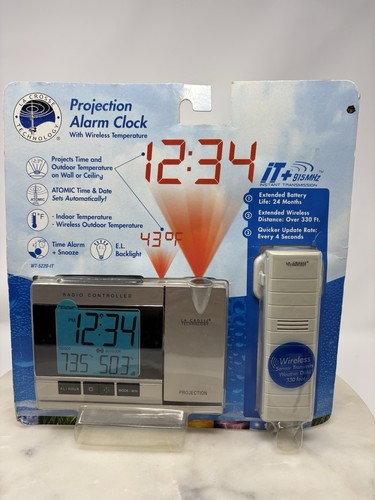 La Crosse Technology Atomic Projection Alarm Clock Indoor/Outdoor Temp ...