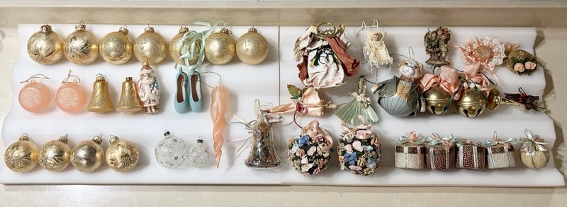 Vintage Christmas Ornament Lot Of 39 Pieces With Glass Balls, Bells, Figures +++