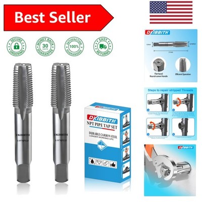 High-Performance 1/8'' NPT Pipe Tap Set - Carbon Steel, Leak-Free Design, 2-Piece