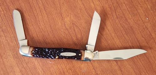 Vintage Kabar KA-BAR 1100 Pocket Knife 3 Blade 4" Closed Brown Handle
